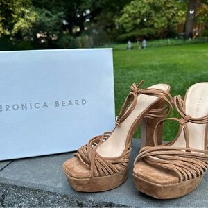 NEW in box Veronica Beard Tan Suede Platform Sandals